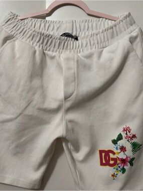DOLCE & GABBANA Men Cream Logo Floral Lounge Shorts